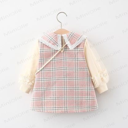 Baby Plaid Dress with Flower Bag - image 2