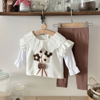 Baby Girl Flower Lace 2-piece Set - image 9