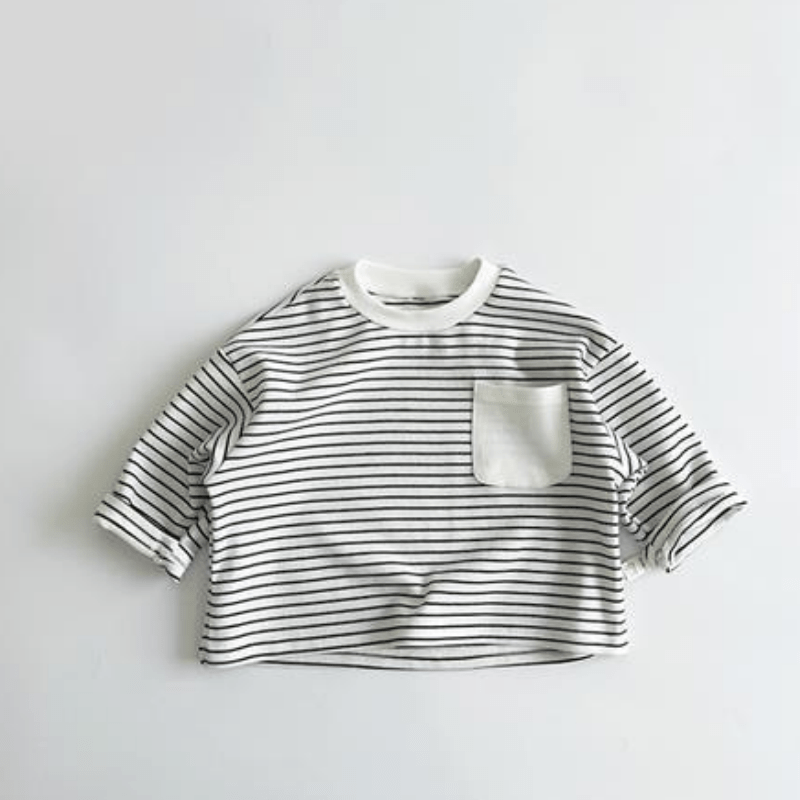 Toddler Striped Base Layer Simple T-Shirt - White Stripe - 8Y - image 12