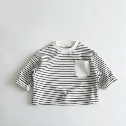 Toddler Striped Base Layer Simple T-Shirt - White Stripe - 8Y - image 12