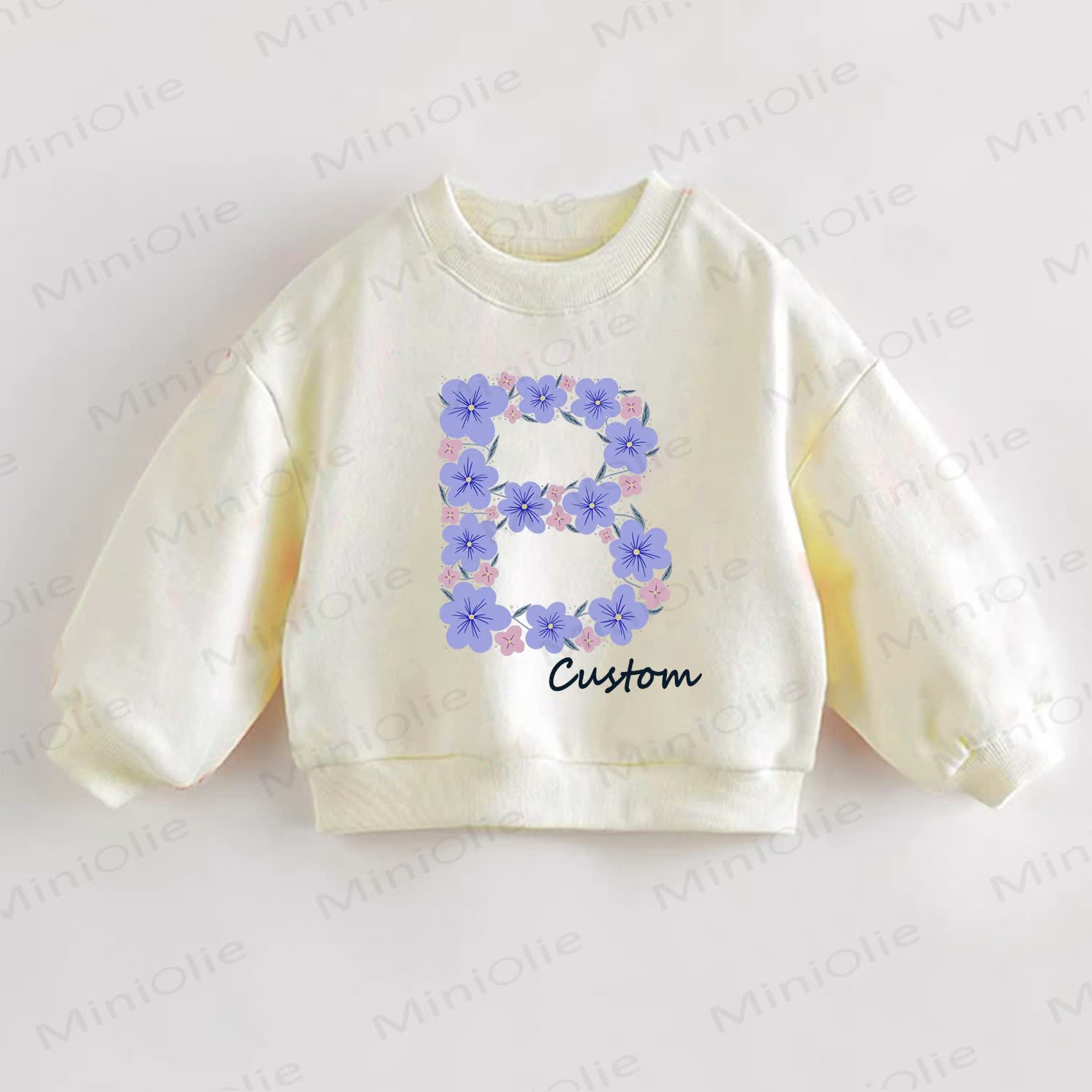Personalized Retro Name Customization Baby Flower Letter Sweatshirt - image 1