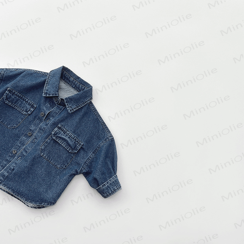 Toddler Solid Color Lapel Denim Jacket - image 8