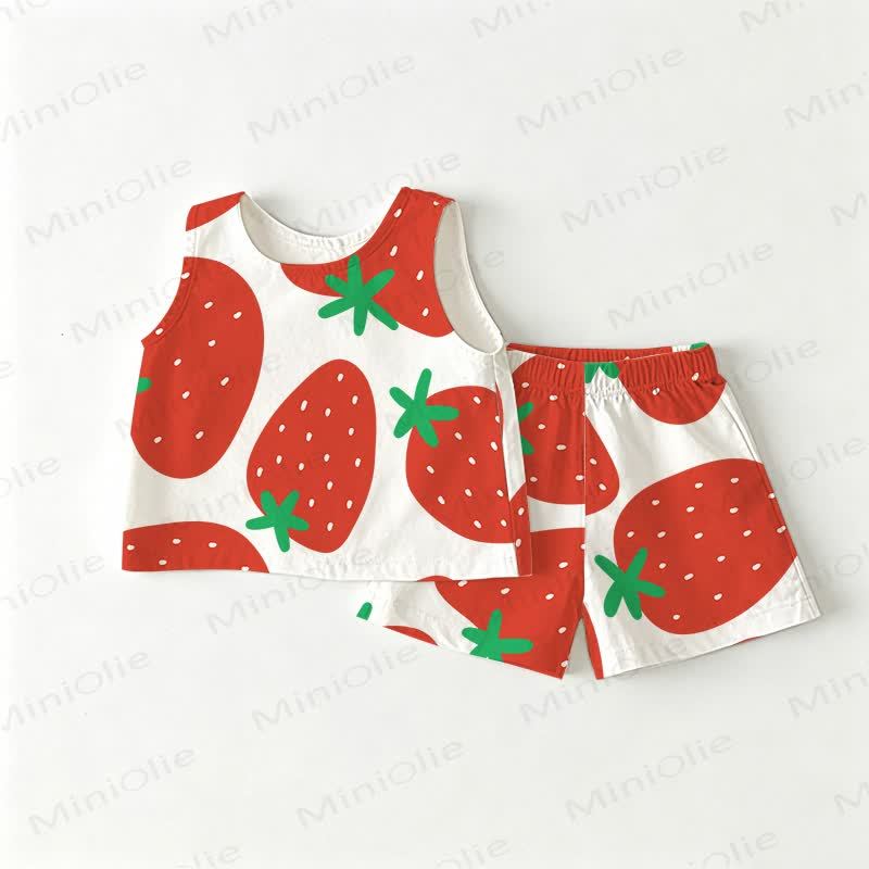 Baby Toddler Strawberry Top and Shorts 2-piece Set - White - 3-4T - image 1