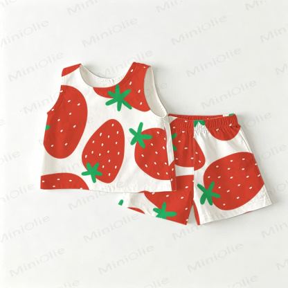 Baby Toddler Strawberry Top and Shorts 2-piece Set - White - 3-4T - image 1