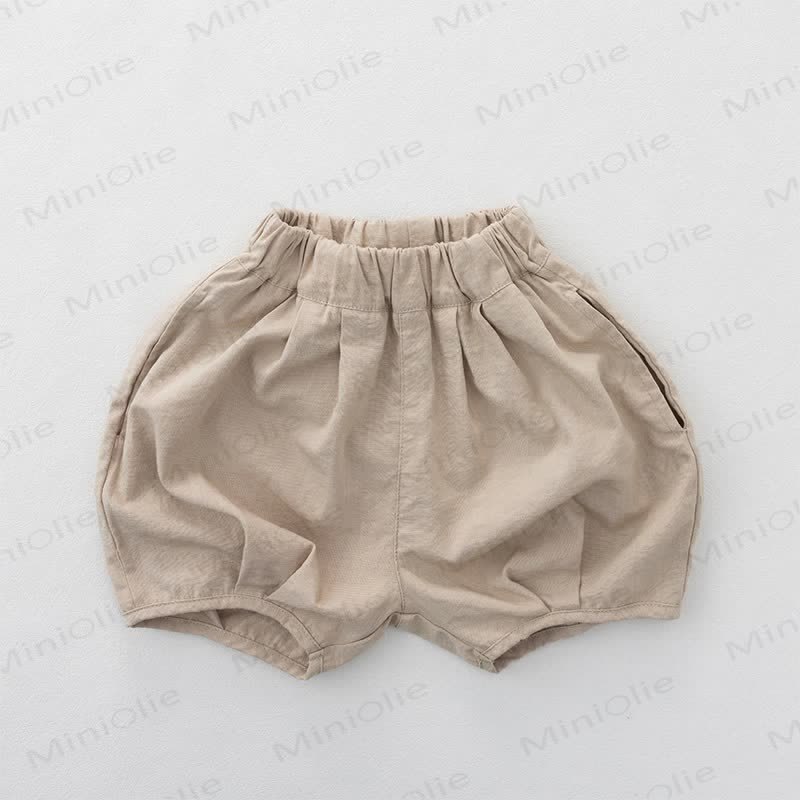 Toddler Cotton Solid Color Shorts - Beige - 6-7T - image 4