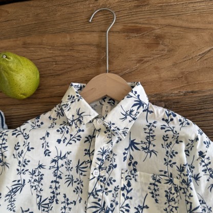 Kid Boy Floral Ink Painting Shirt Top - image 6