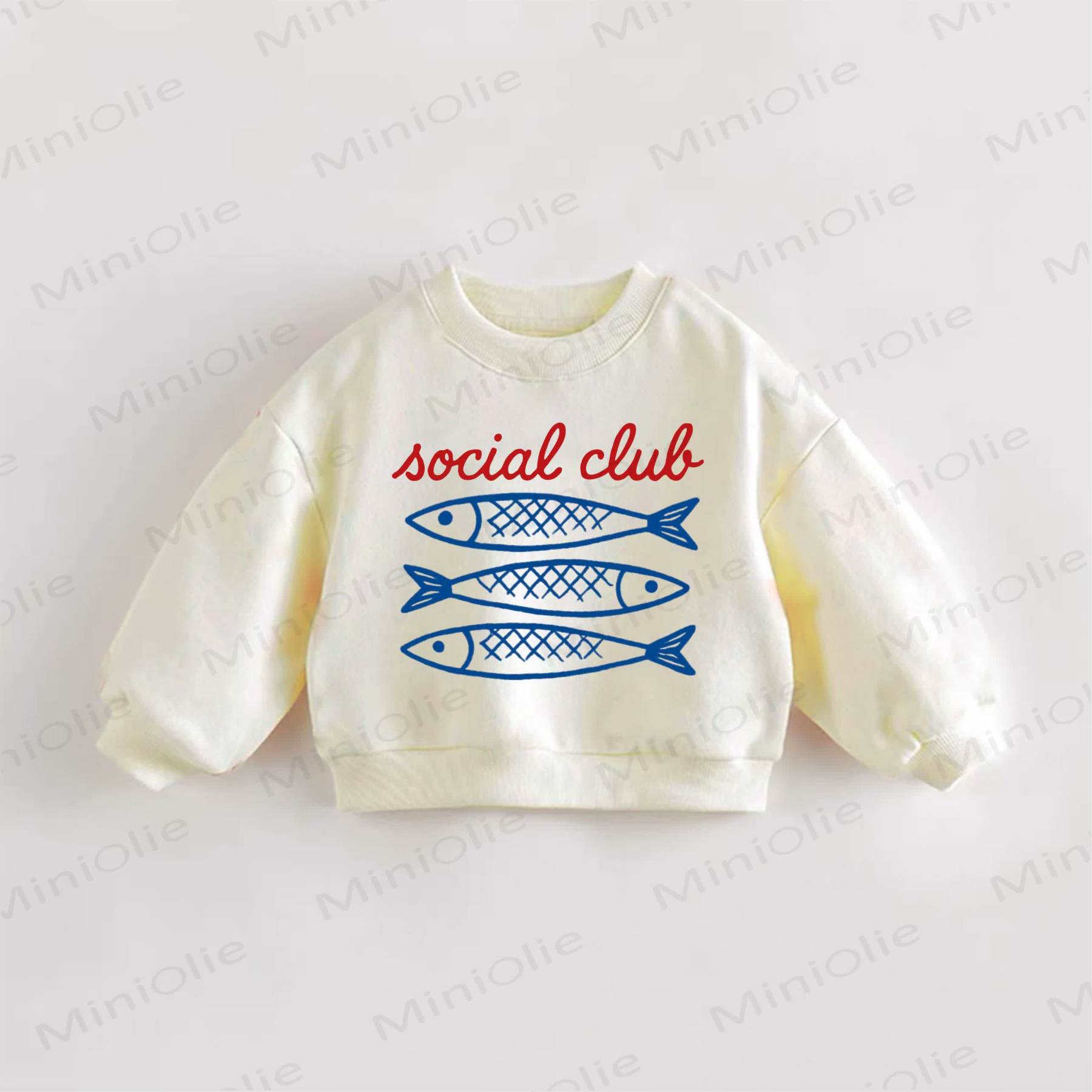 SOCIAL CLUB BABY Baby Toddle Sardines Print Sweatshirt - Cream - 3-5T - image 1