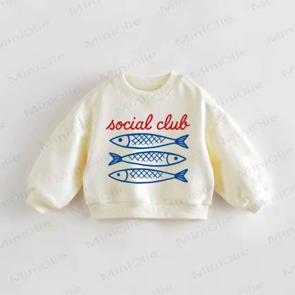 SOCIAL CLUB BABY Baby Toddle Sardines Print Sweatshirt - Cream - 3-5T - image 1