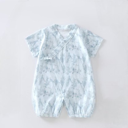 Baby Birds and Flowers Kimono Romper - Blue - 12-18M - image 4