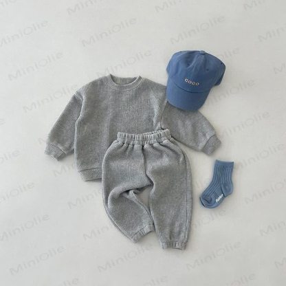 Baby Toddler Solid Color Casual 2 Pieces Set - Grey - 5-7T - image 4