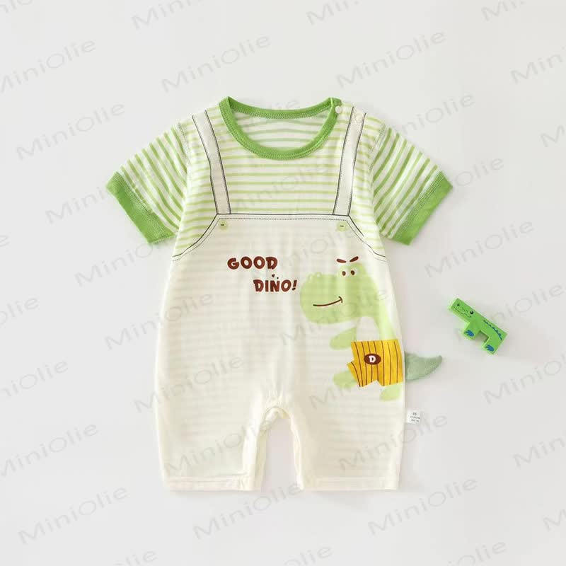 Baby Animal Print Striped Romper - Green - 1-2T - image 4