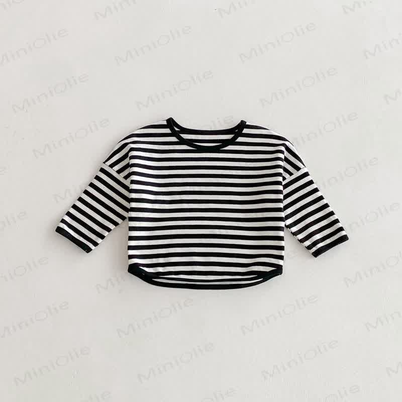 Toddler Striped Base Layer Casual T-Shirt - Black - 8Y - image 26
