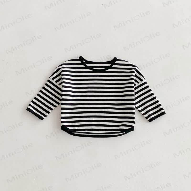 Toddler Striped Base Layer Casual T-Shirt - Black - 8Y - image 26