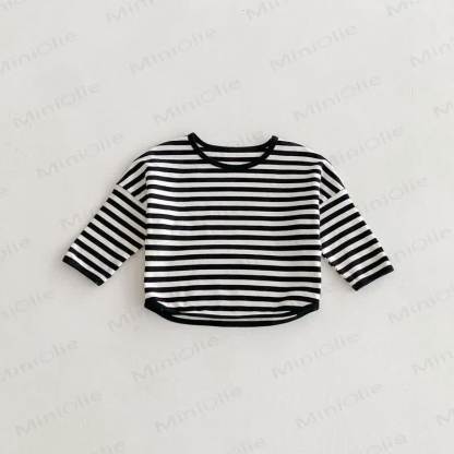 Toddler Striped Base Layer Casual T-Shirt - Black - 8Y - image 26