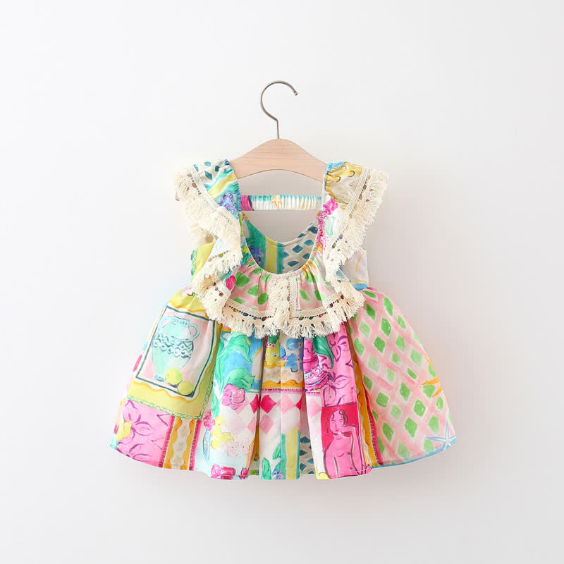 Toddler Multicolor Abstract Rhombus Dress - image 2