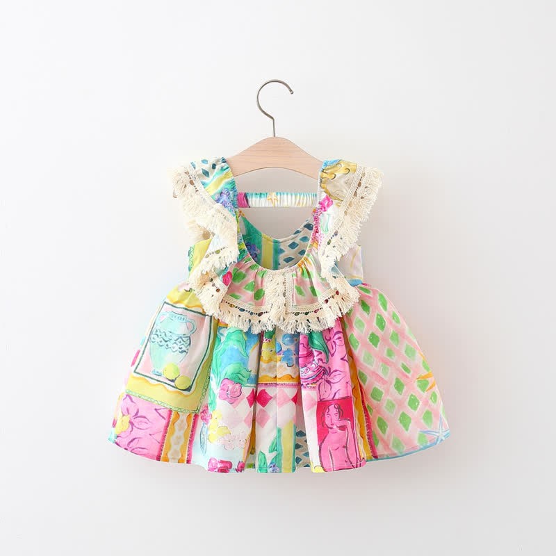 Toddler Multicolor Abstract Rhombus Dress - image 2