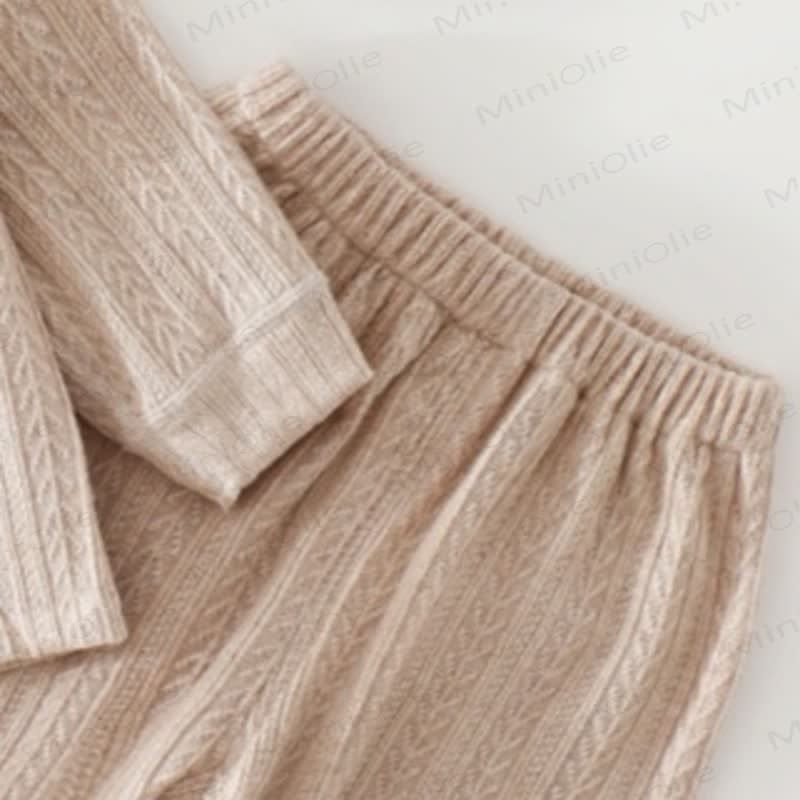 Baby Solid Color Textured Ruffle Collar Button Front Top and Jogger 2-piece Set - image 7
