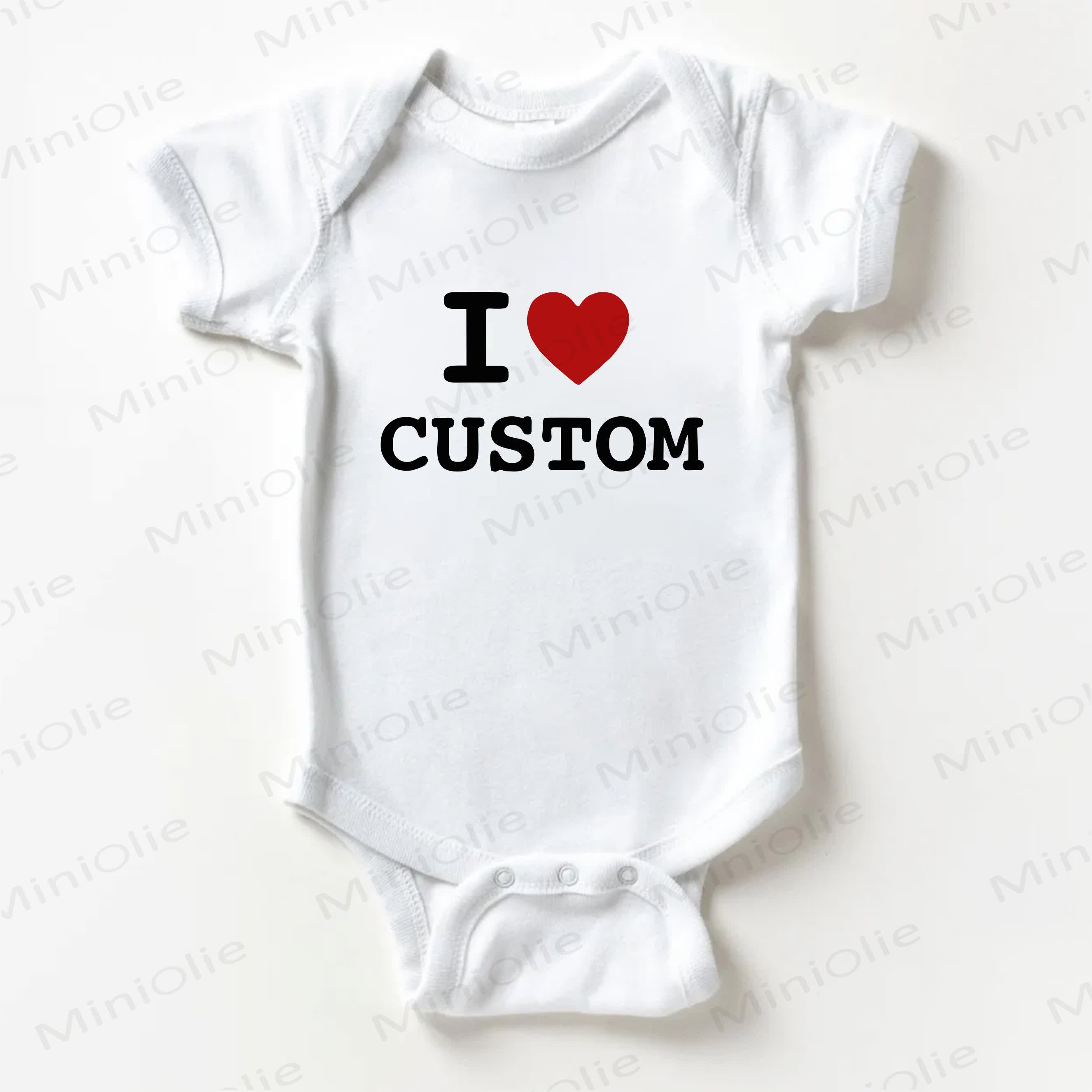 Name Customization Heart Slogan Baby White Bodysuit - image 1