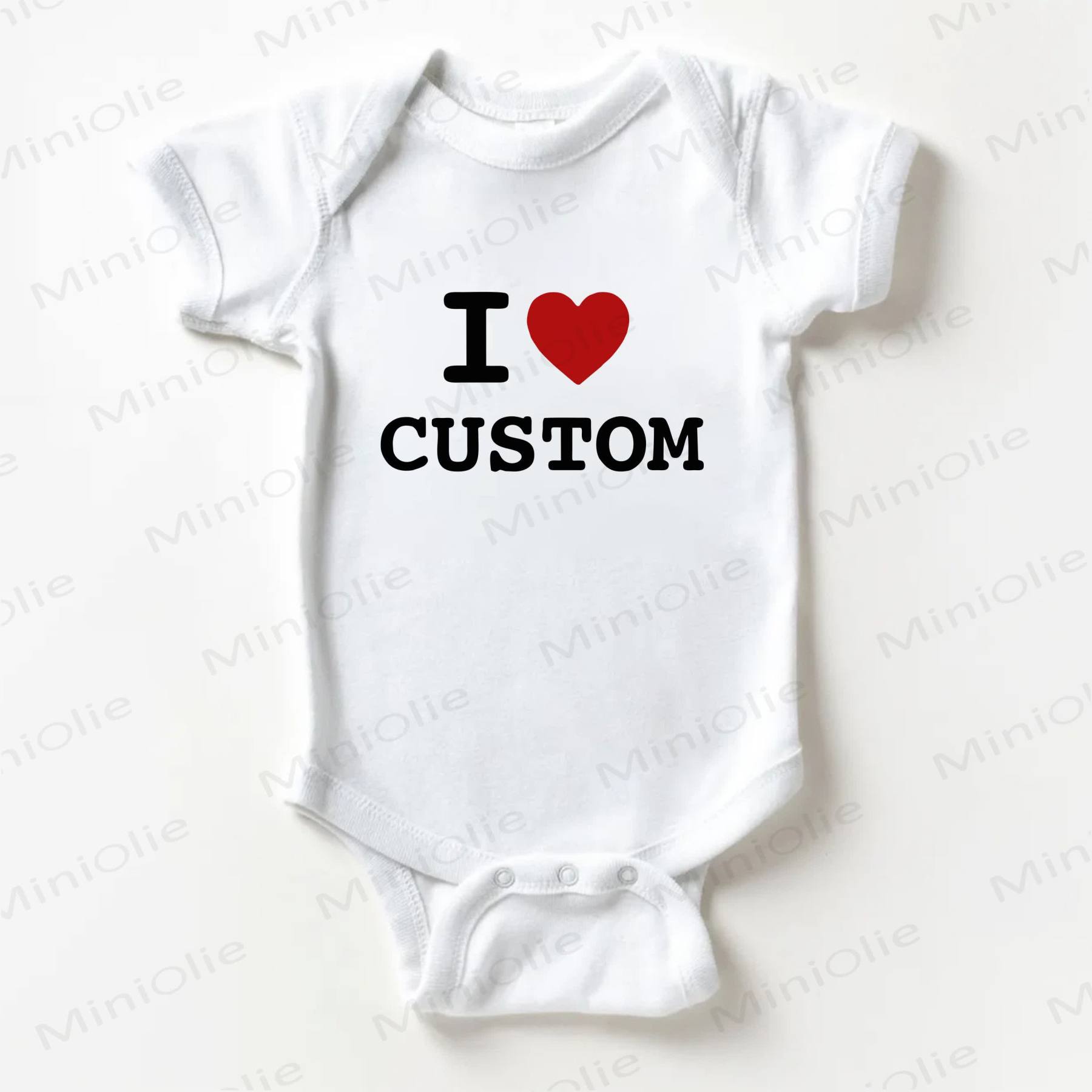 Name Customization Heart Slogan Baby White Bodysuit - image 1