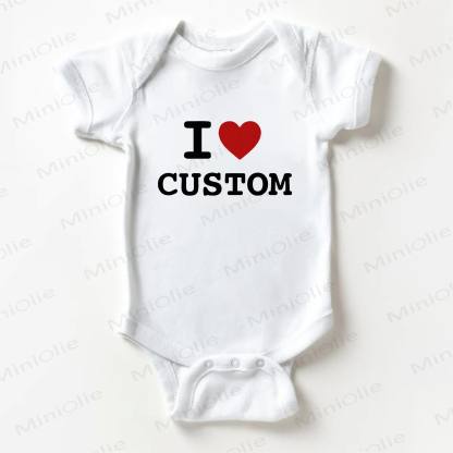 Name Customization Heart Slogan Baby White Bodysuit - image 1