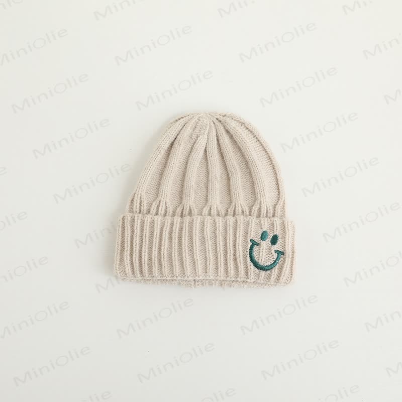 Baby Embroidered Smile Knitted Beanie - Beige - 3-24M - image 7