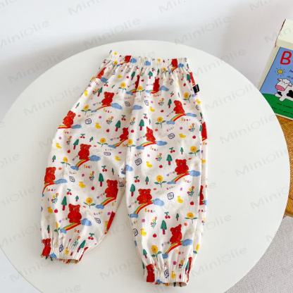 Toddler Colorful Bear Flower Strawberry Pants - Beige - 8-9T - image 14