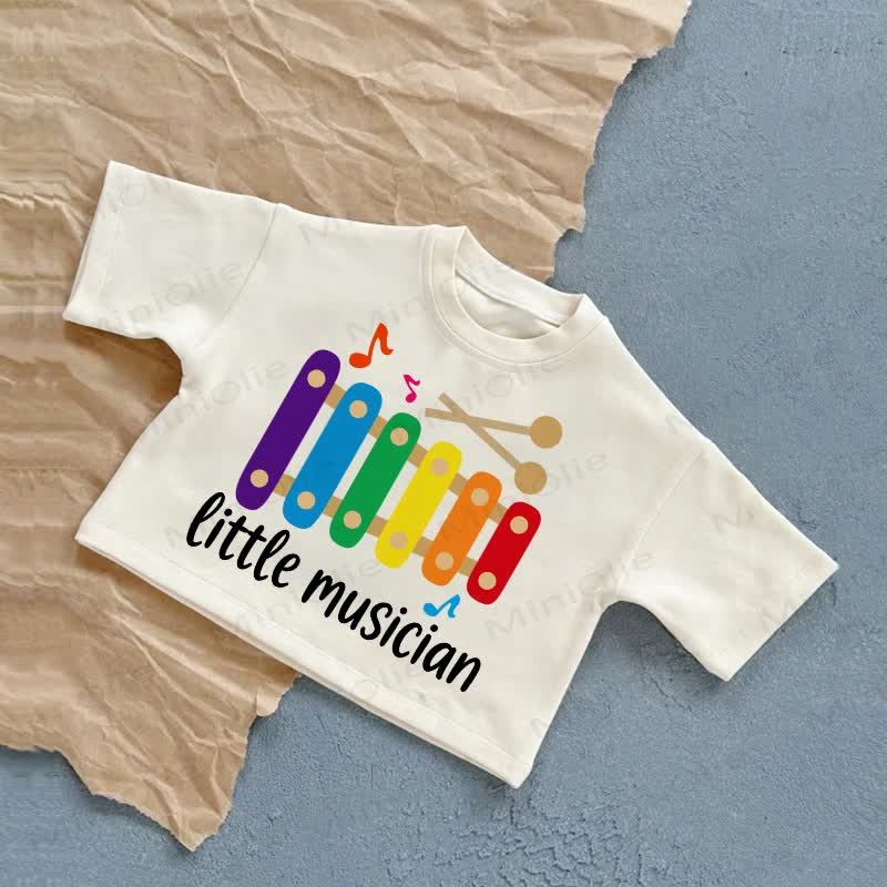 LITTLE MUSICIAN Baby Xylophone Print White Casual T-Shirt - White - 2-3T - image 1