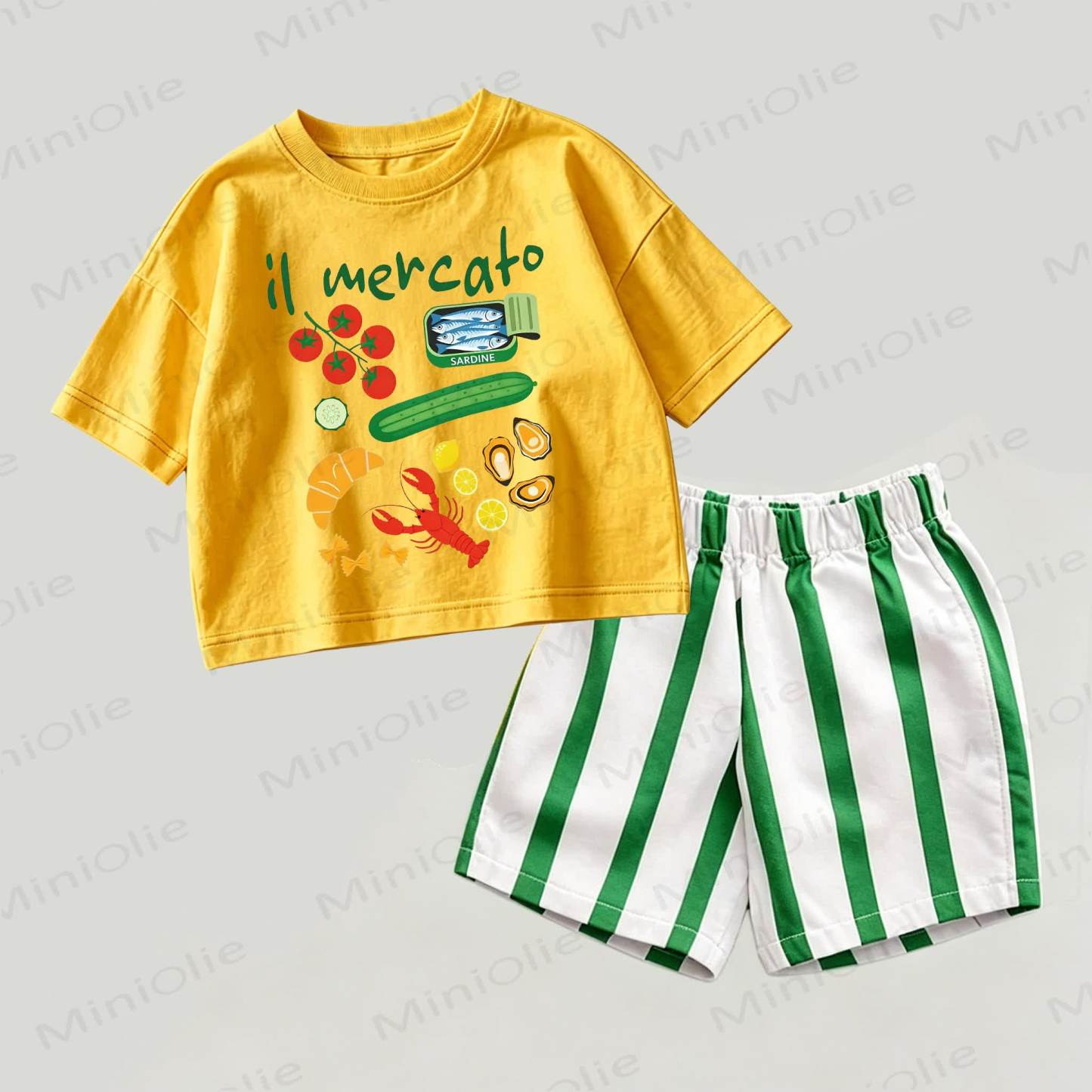 IL MERCATO Baby Yellow&Green Top and Striped Shorts 2-piece Set - Yellow&Green - 2-3T - image 1