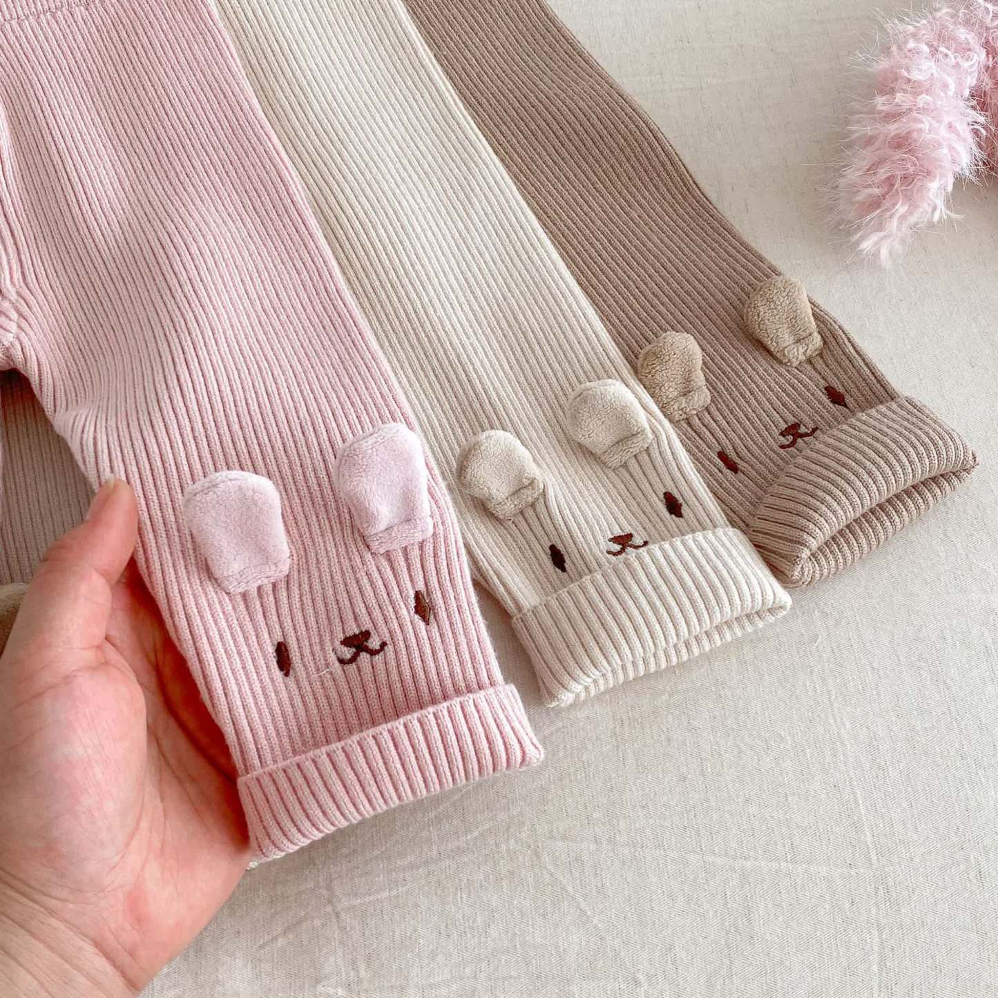 Baby Toddler Girl Embroidered Bunny Knitted Leggings - image 8