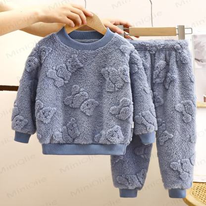 Toddler Kid Fleece Bear 2-piece Set - Blue - 12Y - image 3