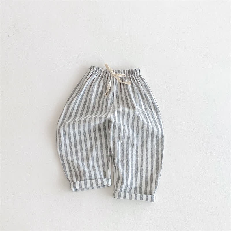 Baby Toddler Vertical Striped Minimalist Pants - Grey - 5-7T - image 8