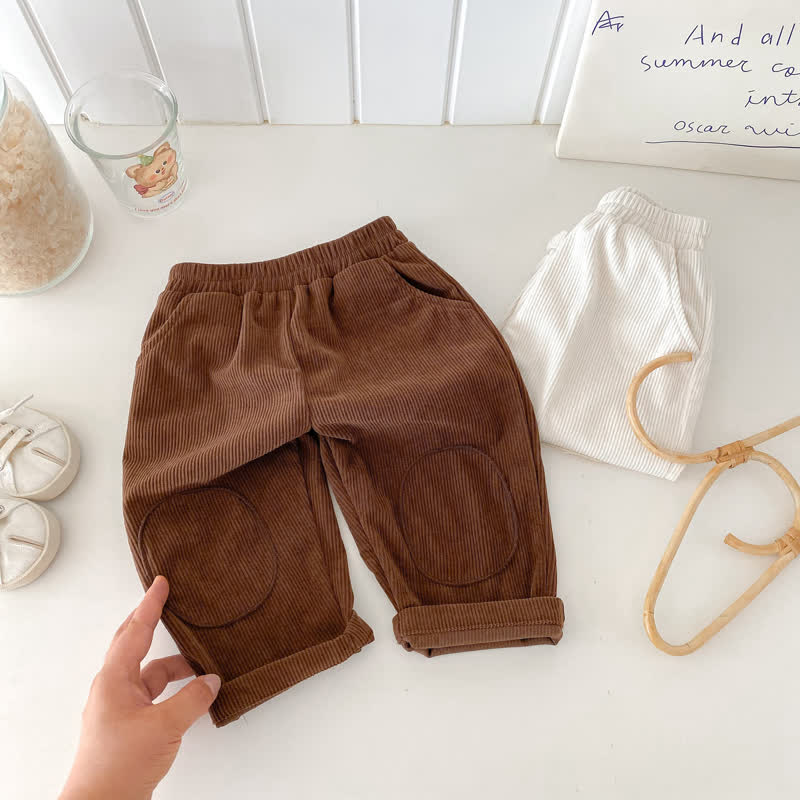 Toddler Solid Color Patch Corduroy Pants - image 2
