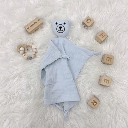Personalized Baby Name Lion/Bear Security Blanket - Blue Bear - 30x30cm - image 10