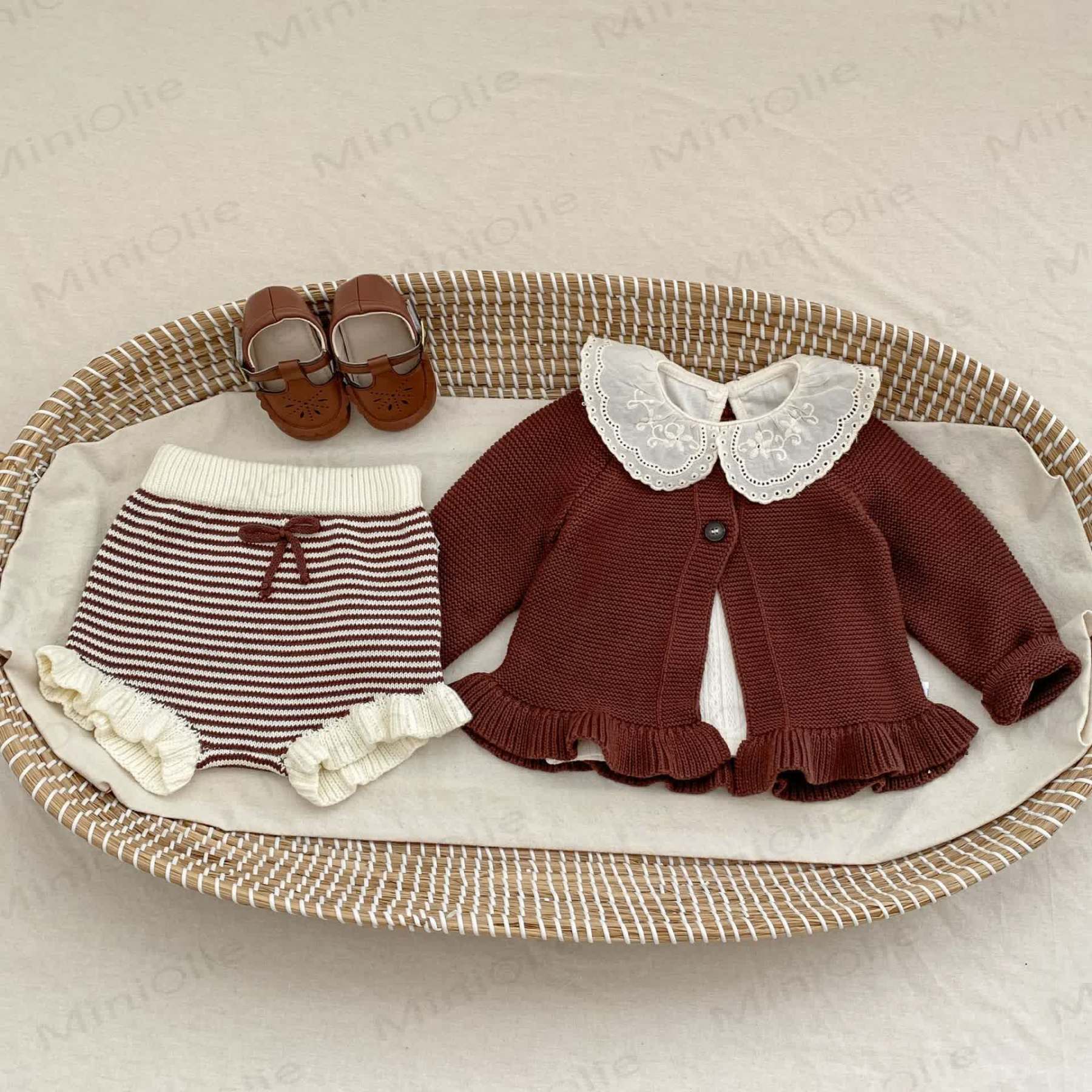 Baby Ruffled Cardigan/Striped Shorts - image 7