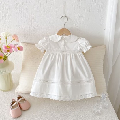 Toddler Girl Solid Color White Sweet Dress - image 7