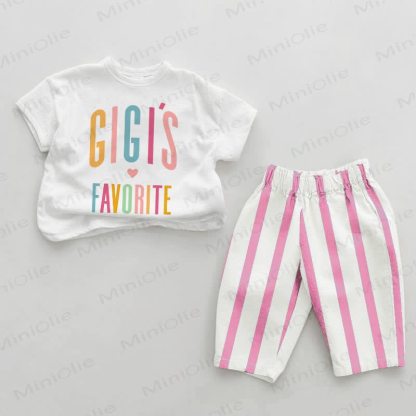 GIGI'S FAVORITE Baby Pink Vertical Striped 2-piece Set - White&Pink - 2-3T - image 1