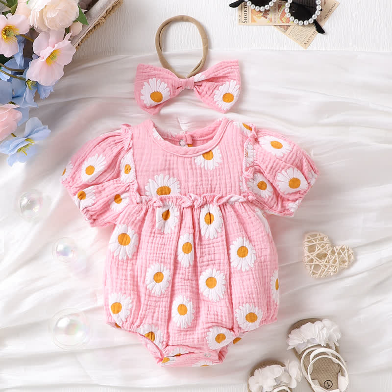 Baby Daisy Pastoral Bodysuit with Headband - Pink - 12-18M - image 1