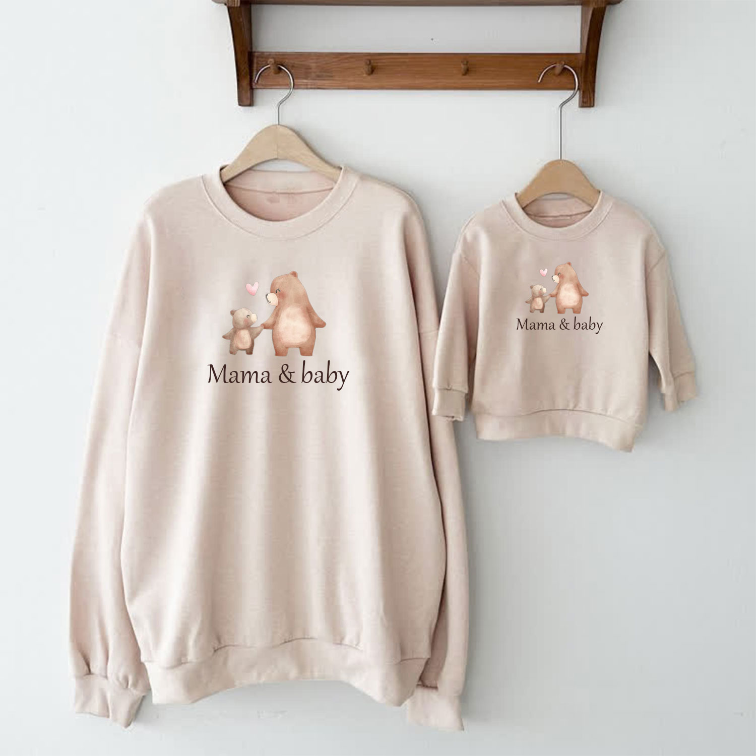 MAMA & BABY Mommy and Me Sweatshirt - Beige - Adult Sweatshirt: XL - image 1