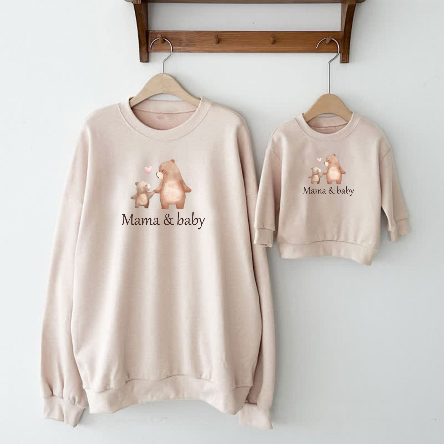 MAMA & BABY Mommy and Me Sweatshirt - Beige - Adult Sweatshirt: XL - image 1