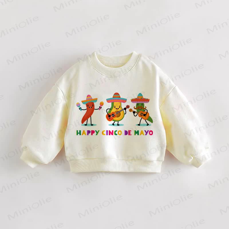 HAPPY CINCO DE MAYO Baby Toddler Kiwi and Chili Cream Sweatshirt - Cream - 3-5T - image 1