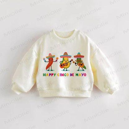 HAPPY CINCO DE MAYO Baby Toddler Kiwi and Chili Cream Sweatshirt - Cream - 3-5T - image 1