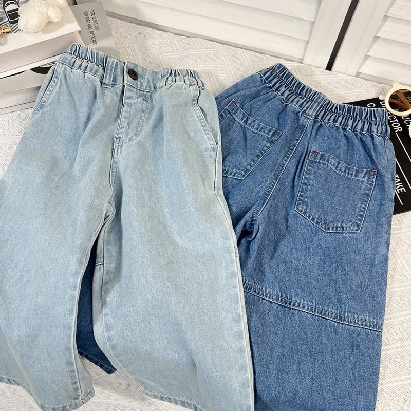 Toddler Solid Color Denim Neutral Pants - image 4