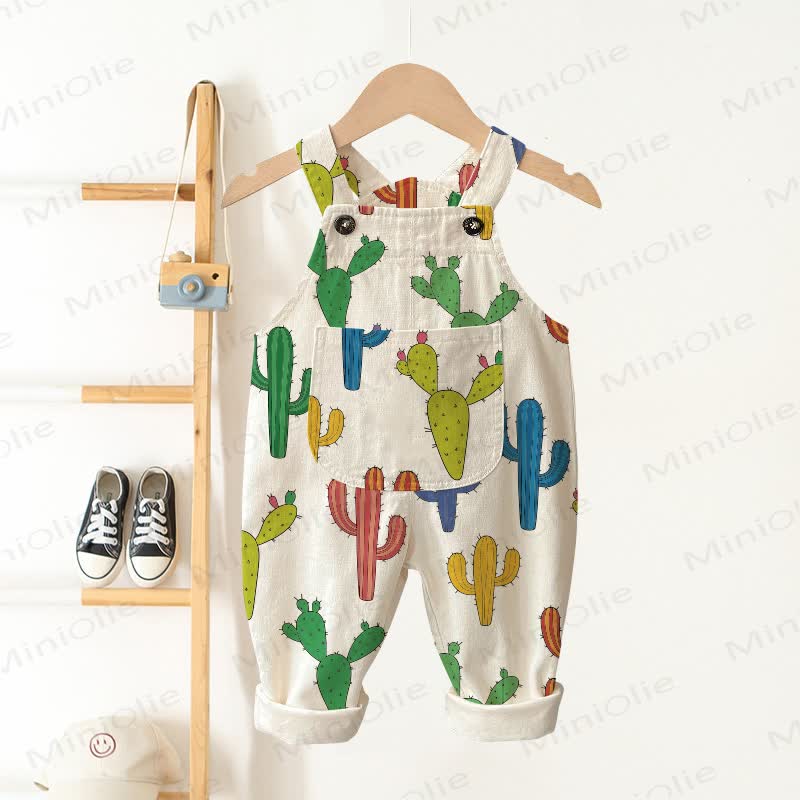 Baby Toddler Cactus Overalls - White - 3-5T - image 1