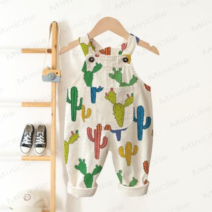 Baby Toddler Cactus Overalls - White - 3-5T - image 1