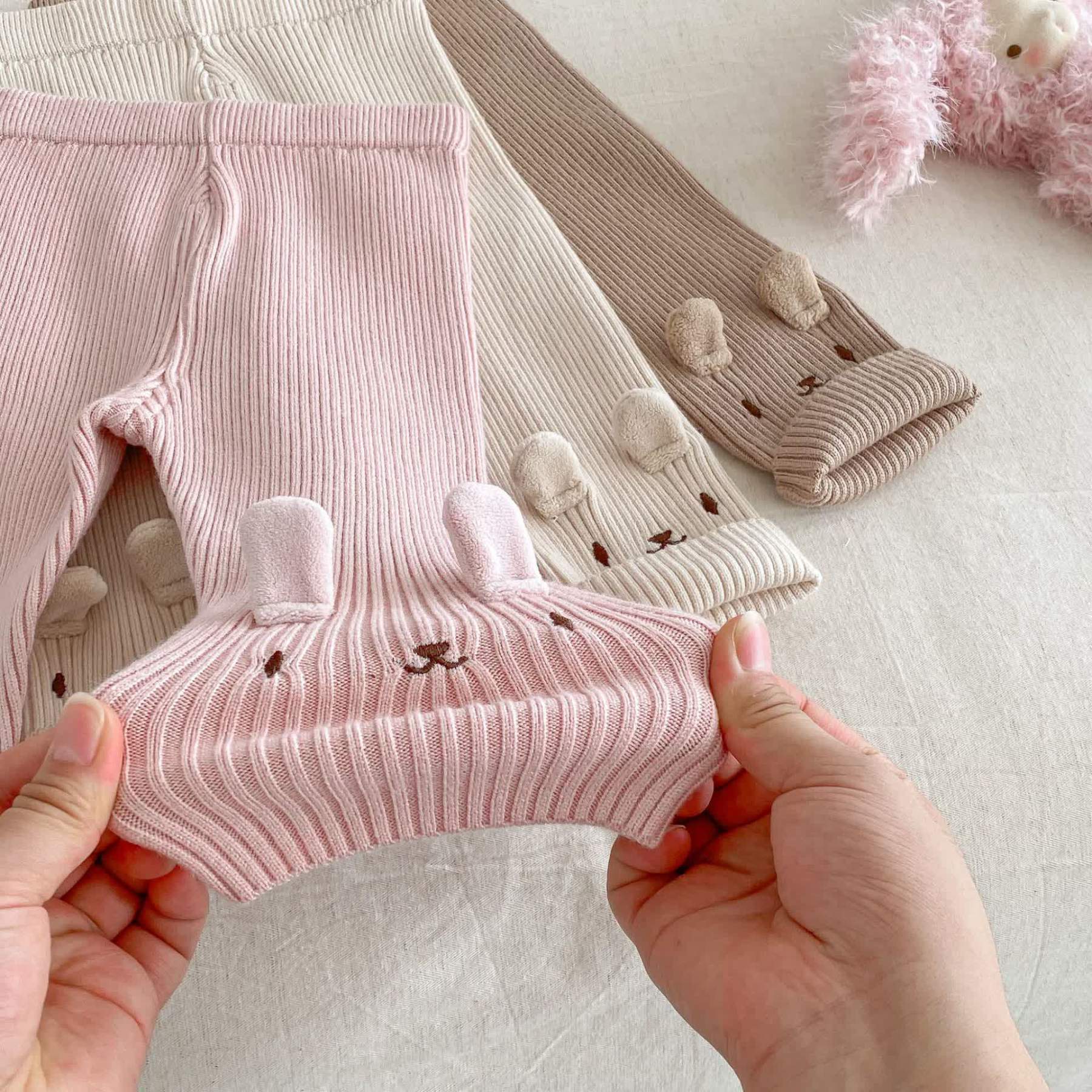 Baby Toddler Girl Embroidered Bunny Knitted Leggings - image 9