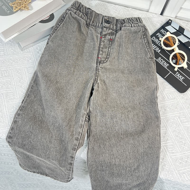 Toddler Solid Color Denim Neutral Pants - Light Grey - 5-6T - image 9