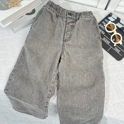 Toddler Solid Color Denim Neutral Pants - Light Grey - 5-6T - image 9