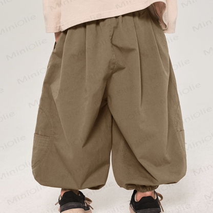 Toddler Plain Design Loose Jogger Pants - Khaki - 10Y - image 6