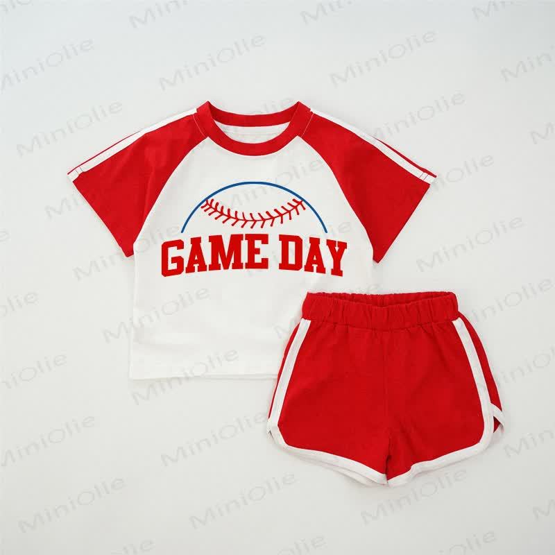 GAME DAY Baby Baseball Red Raglan T-shirt Set - Red - 2-3T - image 1