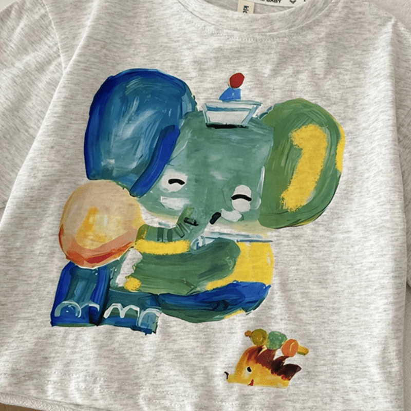 Kid Oil Paint Elephant Grey T-Shirt - image 4
